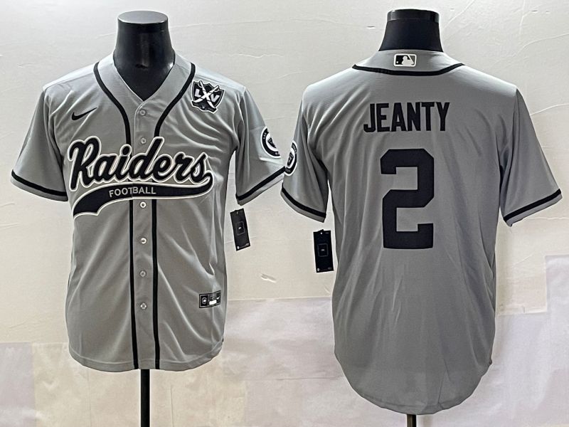 Men 2025 Oakland Raiders #2 Jeanty Grey Joint Name Nike Limited NFL Jersey style 14